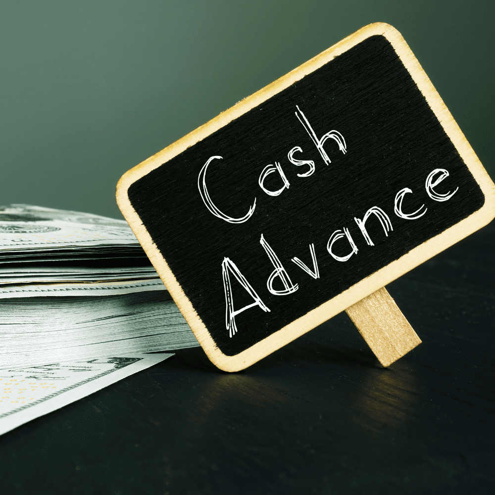 A sign that says cash advance on it