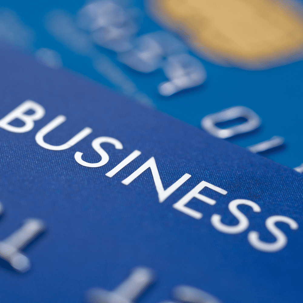 A close up of the word business on a credit card